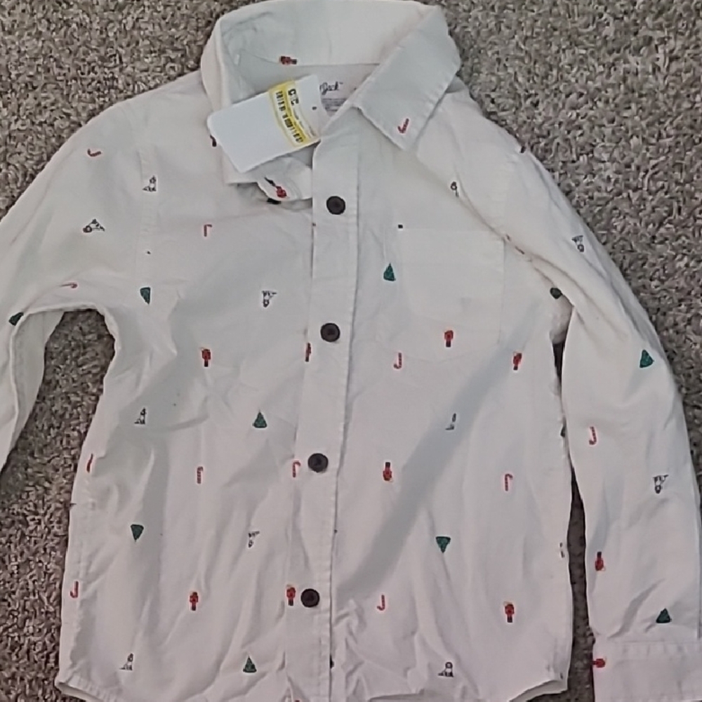 Cat & Jack White Patterned Button-Down Shirt